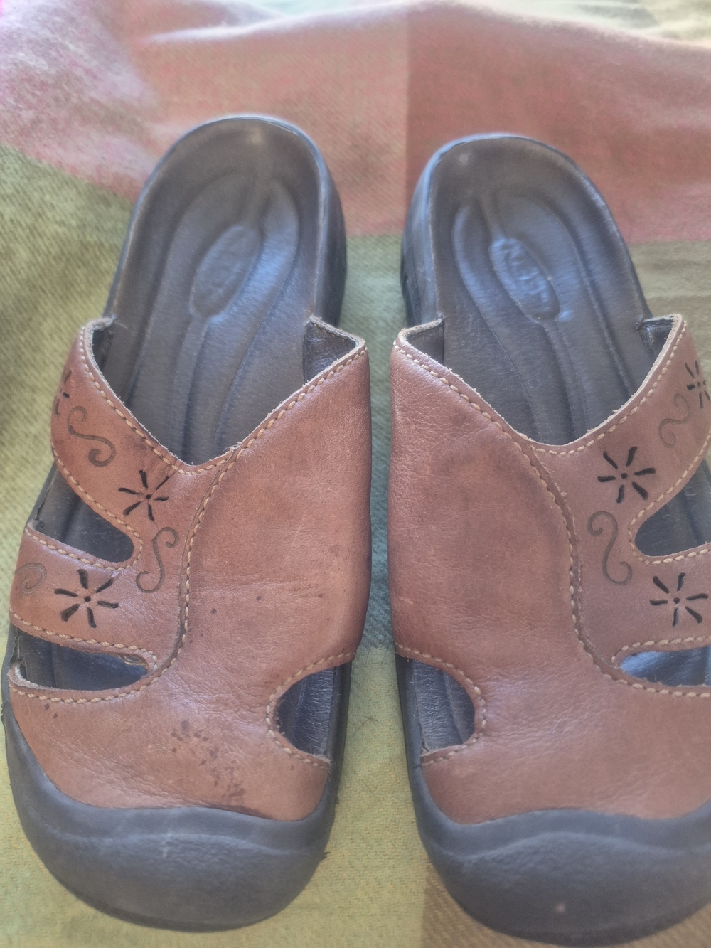 Keen Brown Leather Slip-On Clog Mules